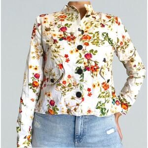Disney Alice Through the Looking Glass Designer Jacket White Spring Floral Med